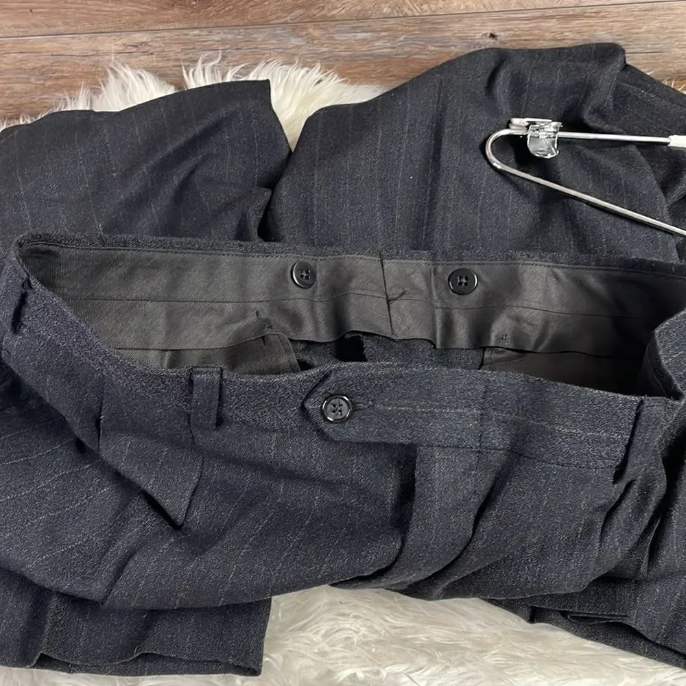 Austin Reed Suit, Black with Pinstripes, Imported Fabric, Made in USA